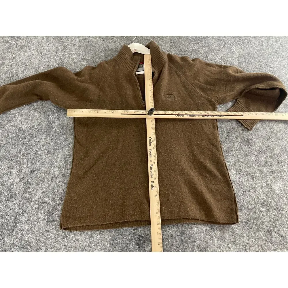 The North Face Sweater Mens Medium Brown Wool Blend Quarter Zip Pullover N192